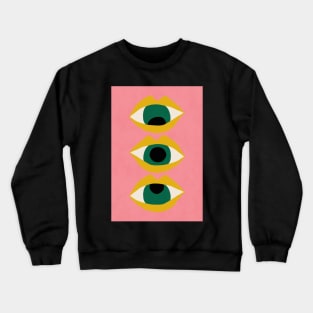 Colorful Bold Pop-Art Style Eyeballs Illustration | yellow pink black green| Crewneck Sweatshirt